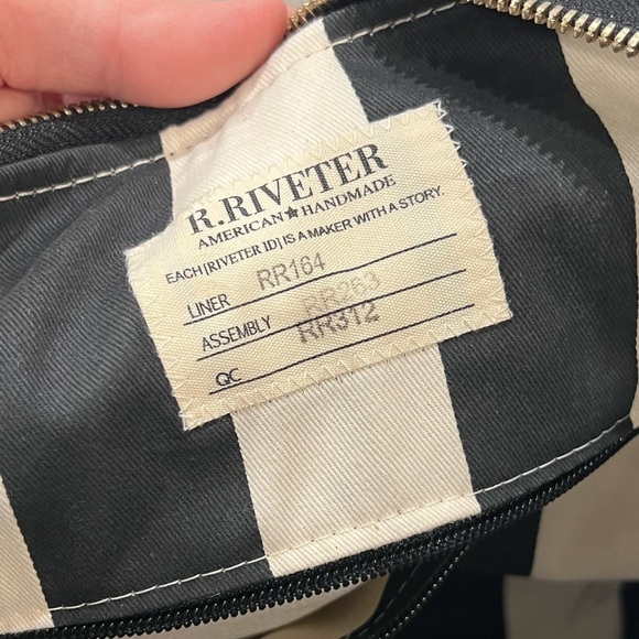 R. Riveter Otto Signature Black Canvas Brown Leather Iconic Bag Crossbody Strap - Picture 12 of 14